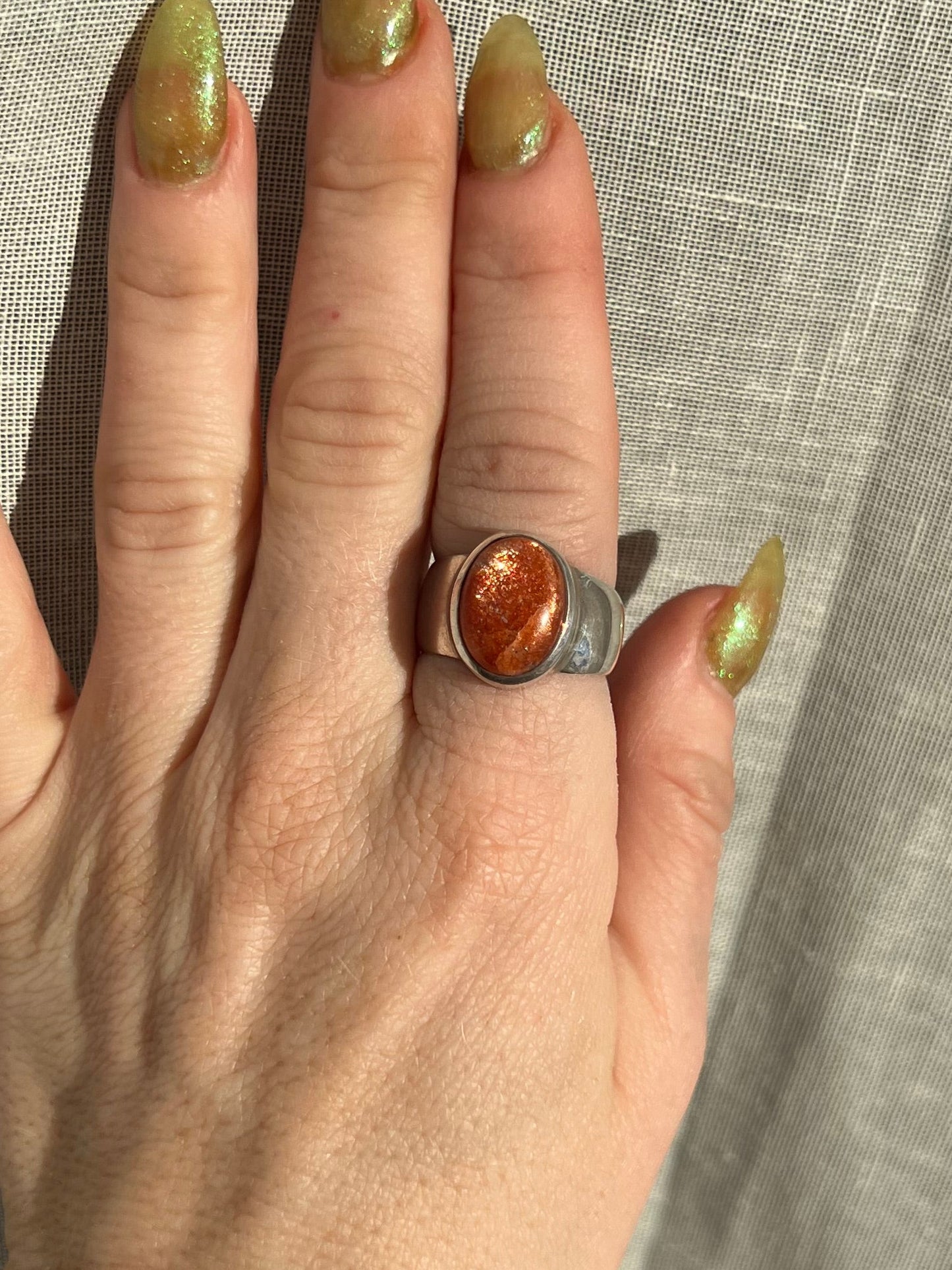 Sunstone Sterling Silver Ring – Size 8