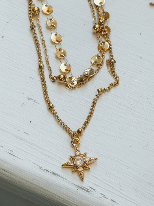 Triple Gold Plated Chain Layered Necklace – 18k Gold Plated Stainless Steel