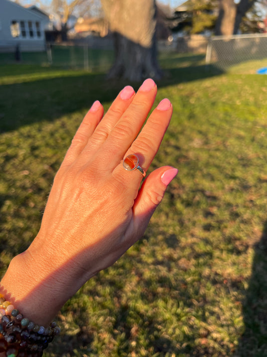 Red Botswana Agate Sterling Silver Adjustable Ring