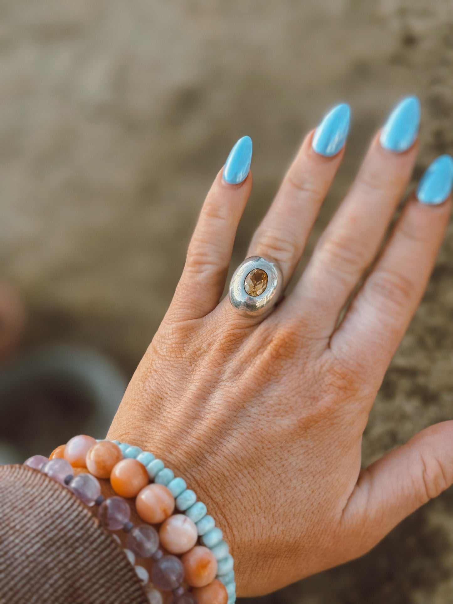 Faceted Citrine Sterling Ring size 6