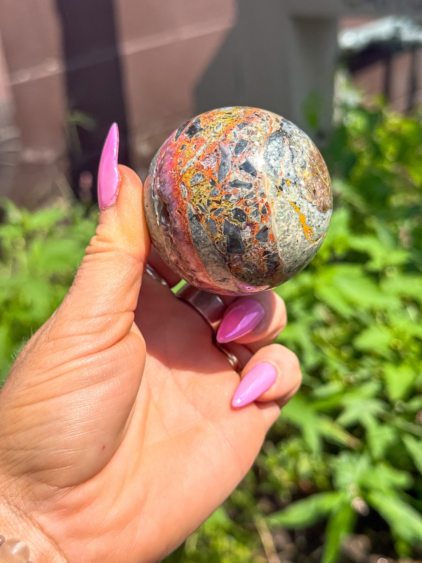 Bumblebee Jasper & Pink Chalcedony Sphere