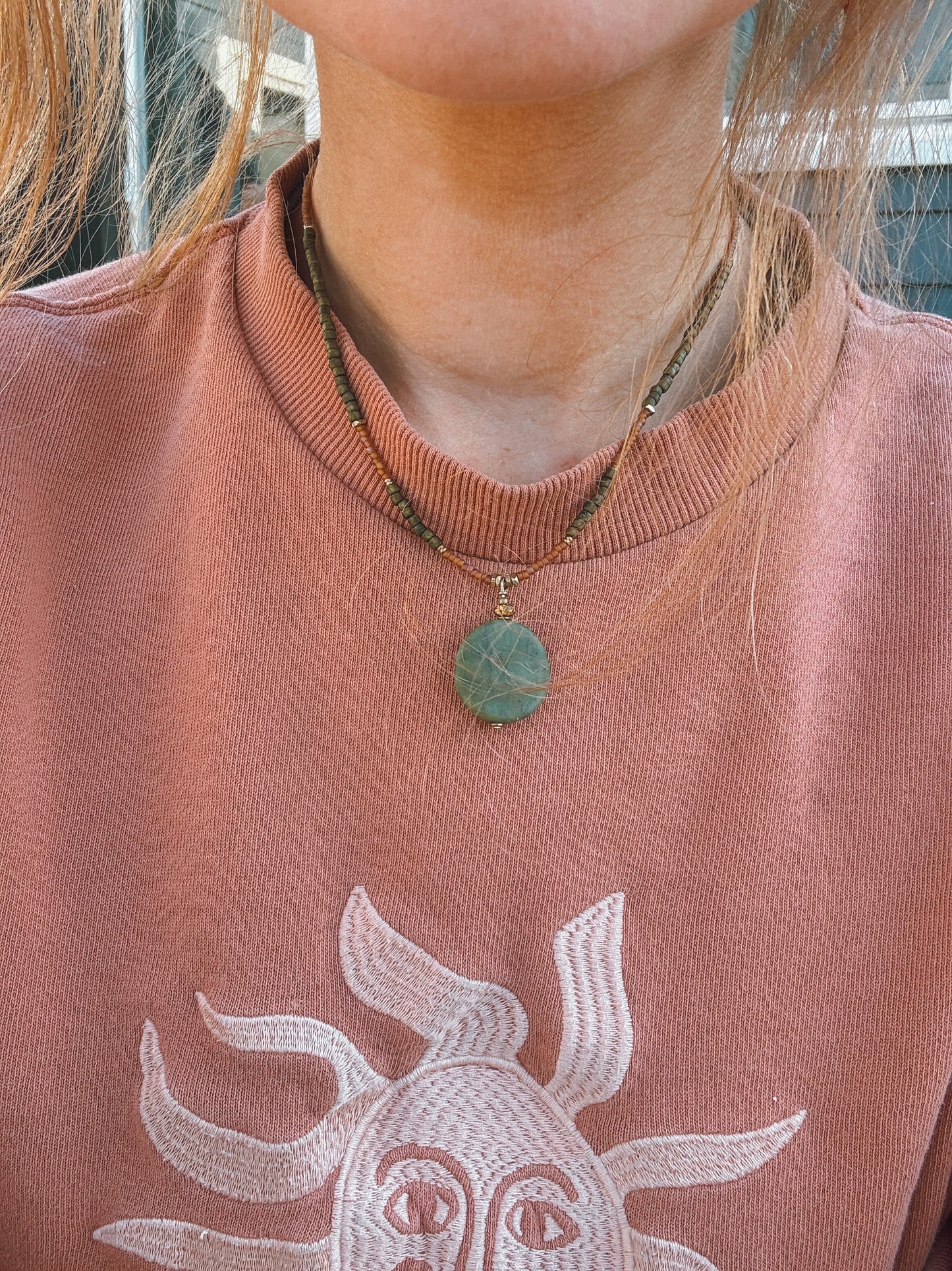 Green Jade & Seed bead Necklace