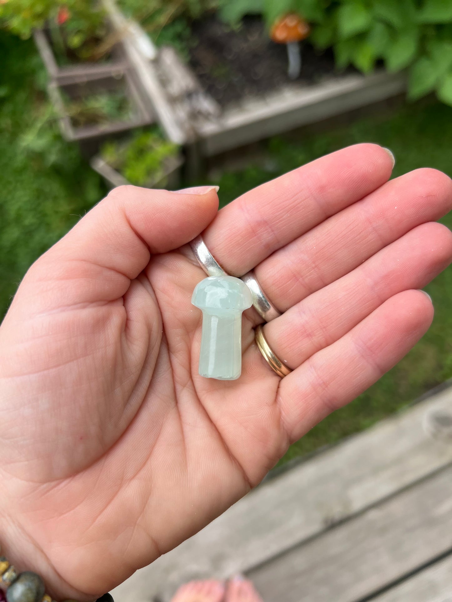 Blue Calcite Carved Mushroom