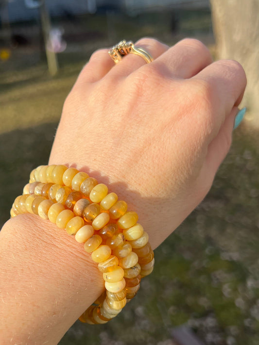 Yellow Opal Stretch Bracelet – 8mm Beads