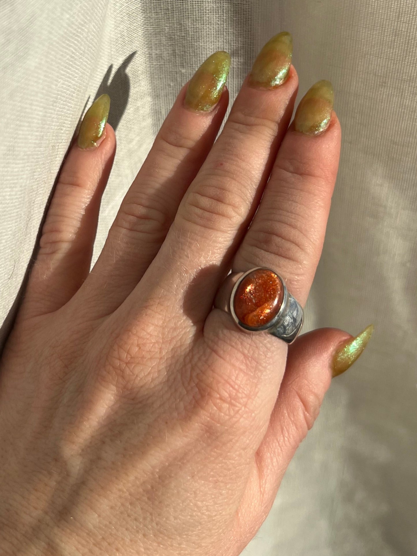 Sunstone Sterling Silver Ring – Size 8