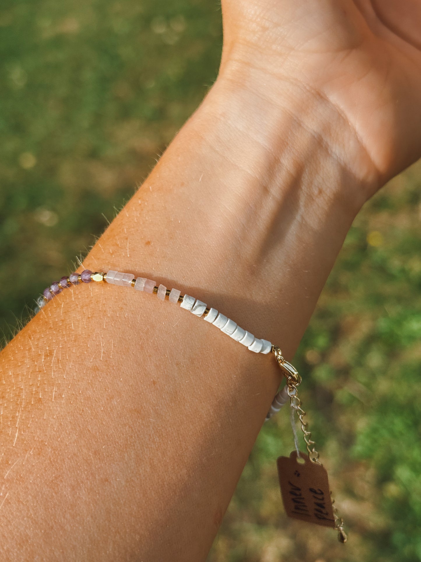 Inner Peace Faceted Bracelet – Fluorite, Rose Quartz & Howlite Faceted Beads