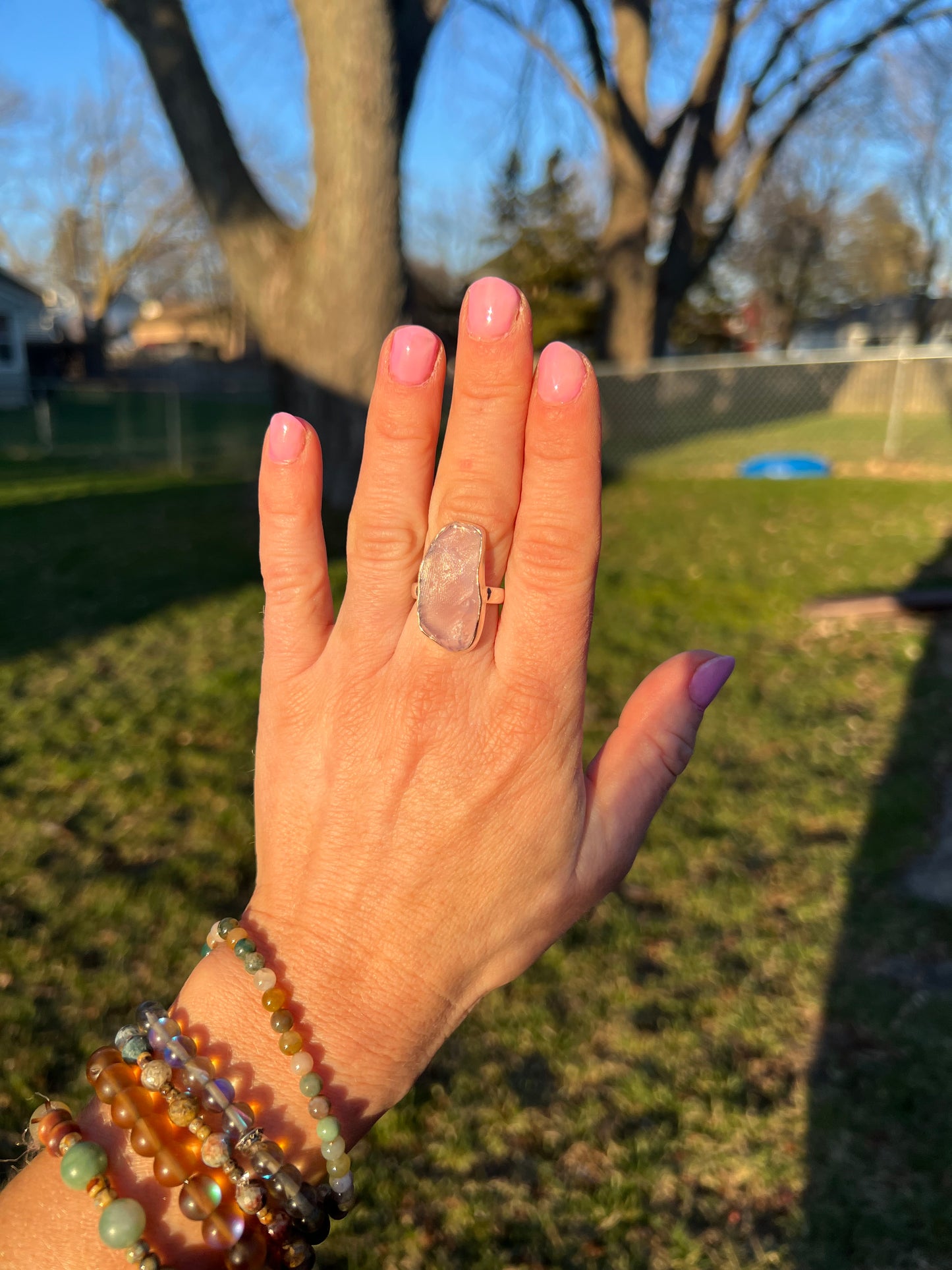 Lavender Rose Quartz Ring size 7