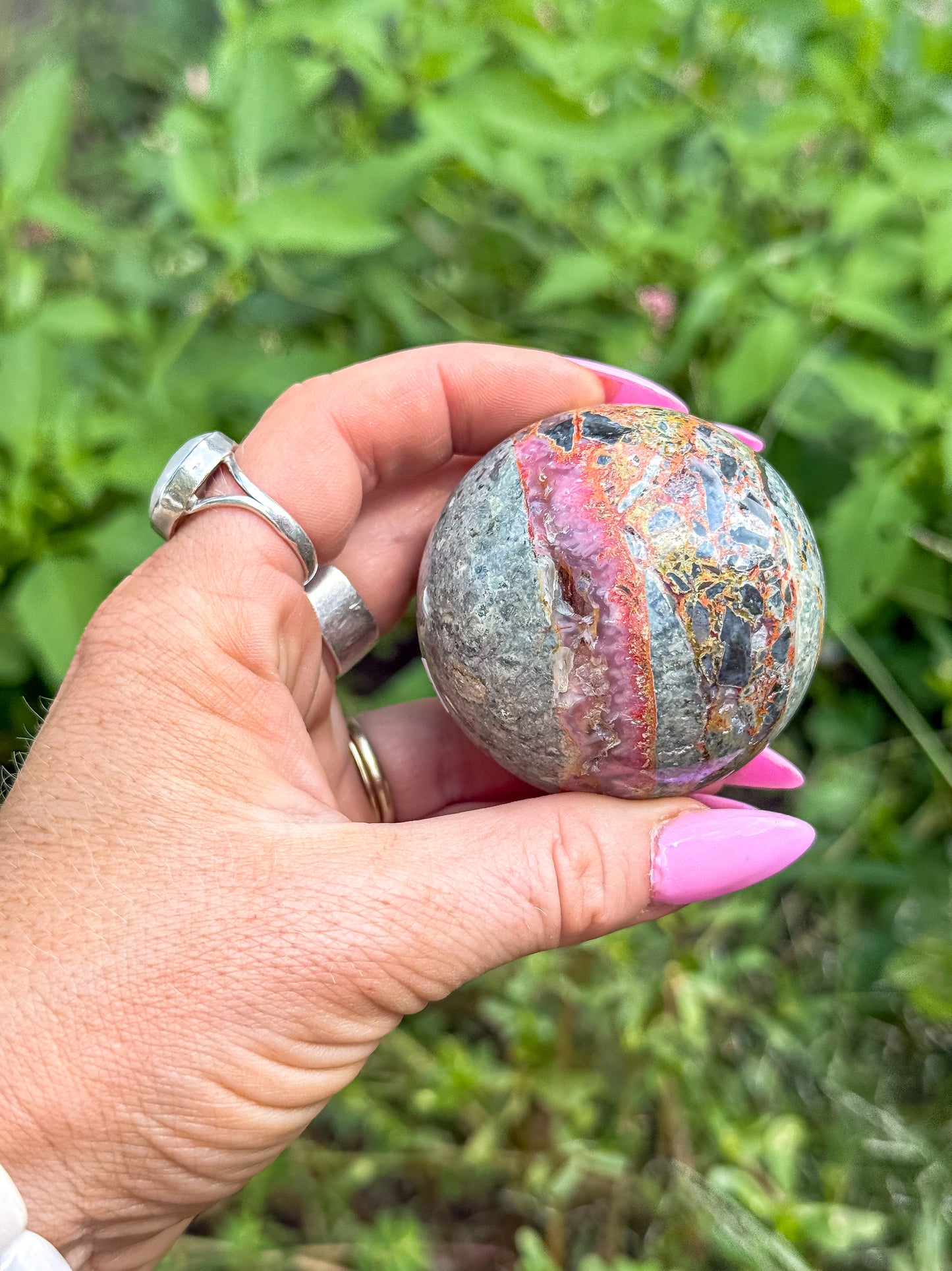 Bumblebee Jasper & Pink Chalcedony Sphere