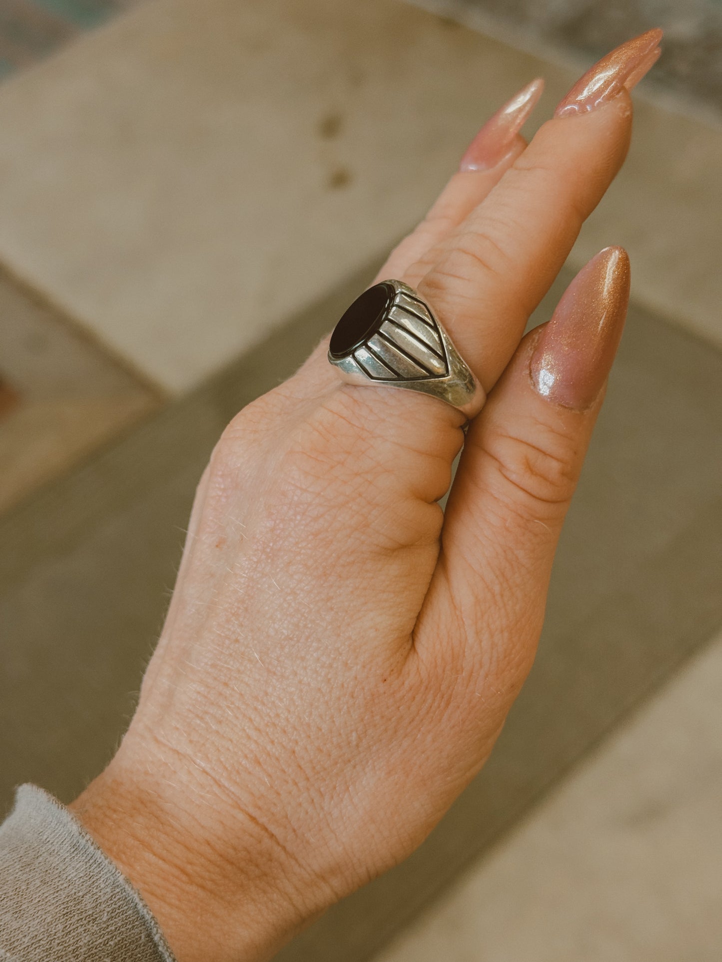 Onyx Sterling silver ring size 8.5