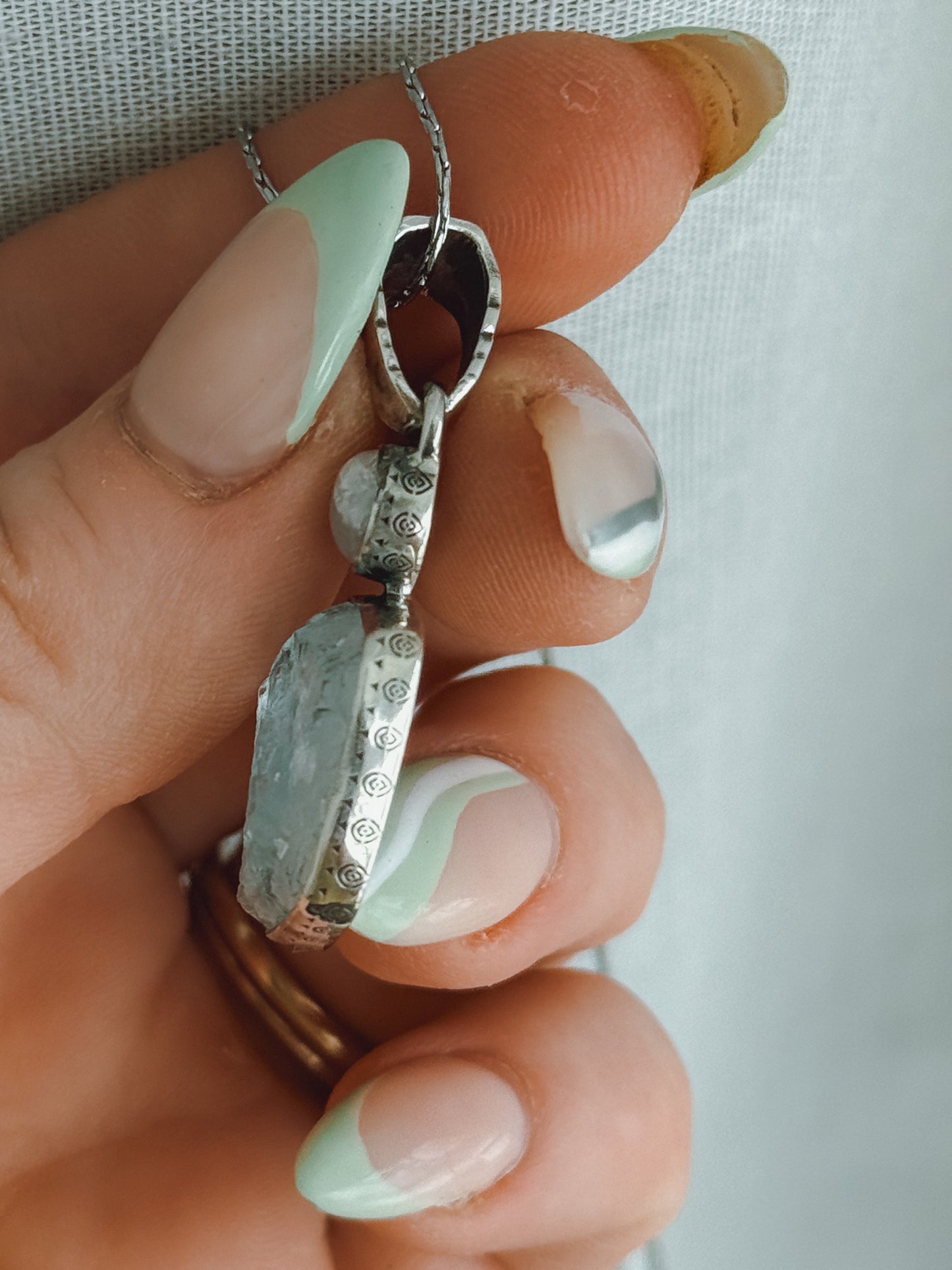Aquamarine & Herkimer Diamond Sterling silver pendant