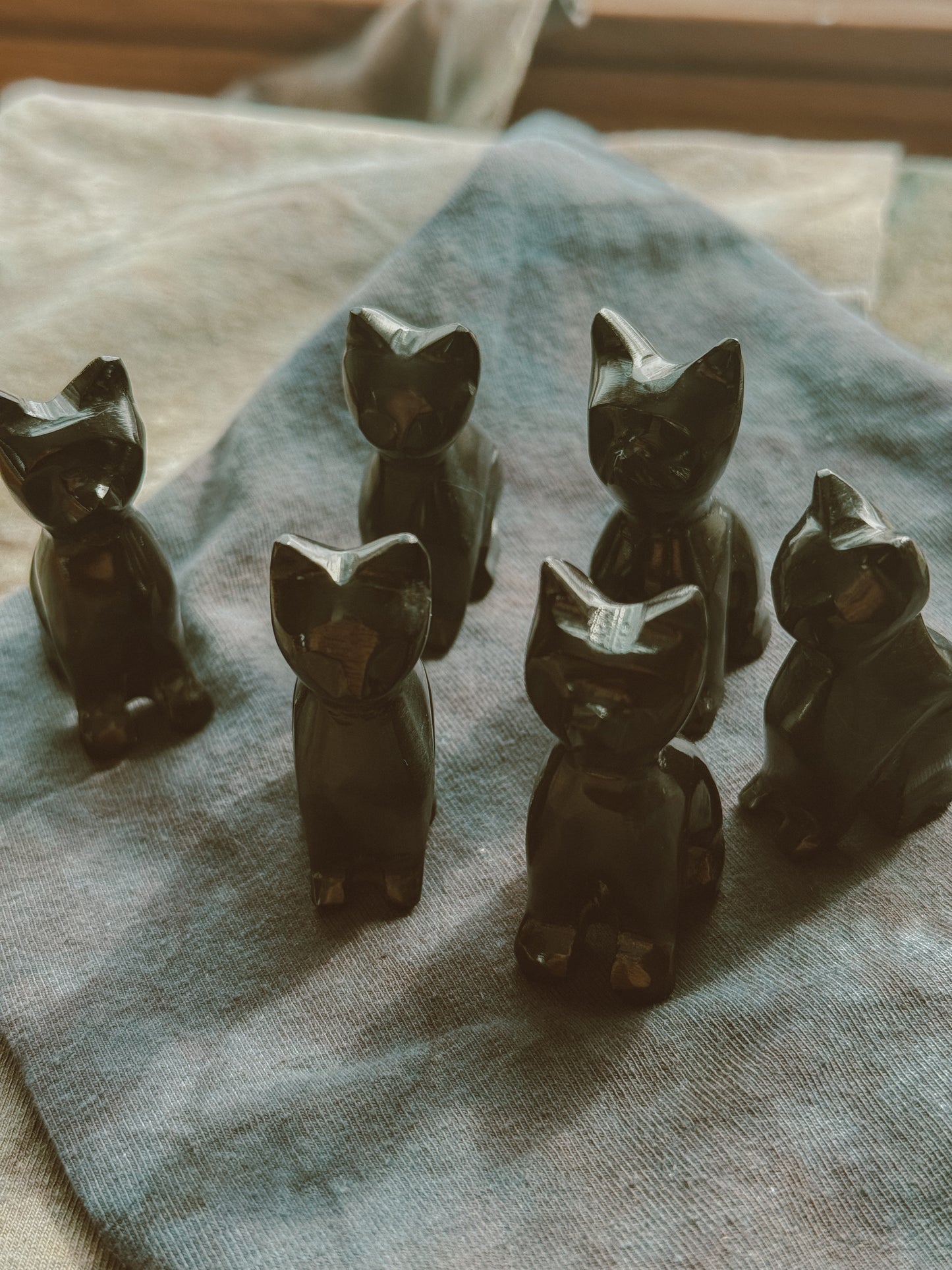 Black Cat Onyx stone carving