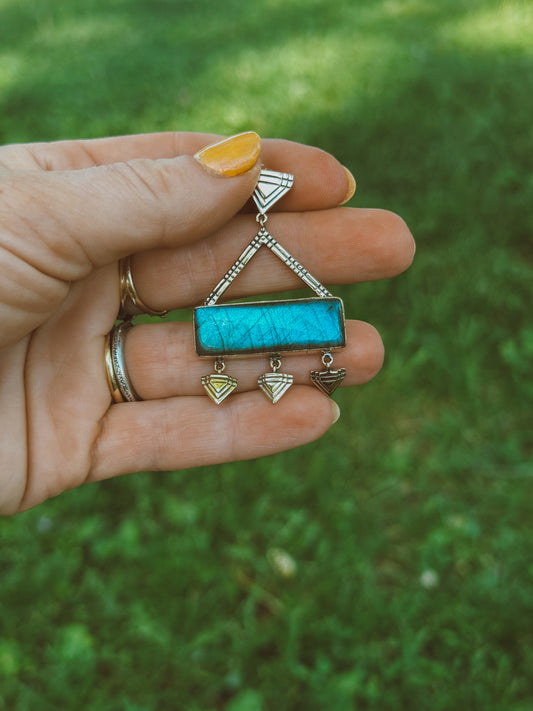 Labradorite Brass Pendant
