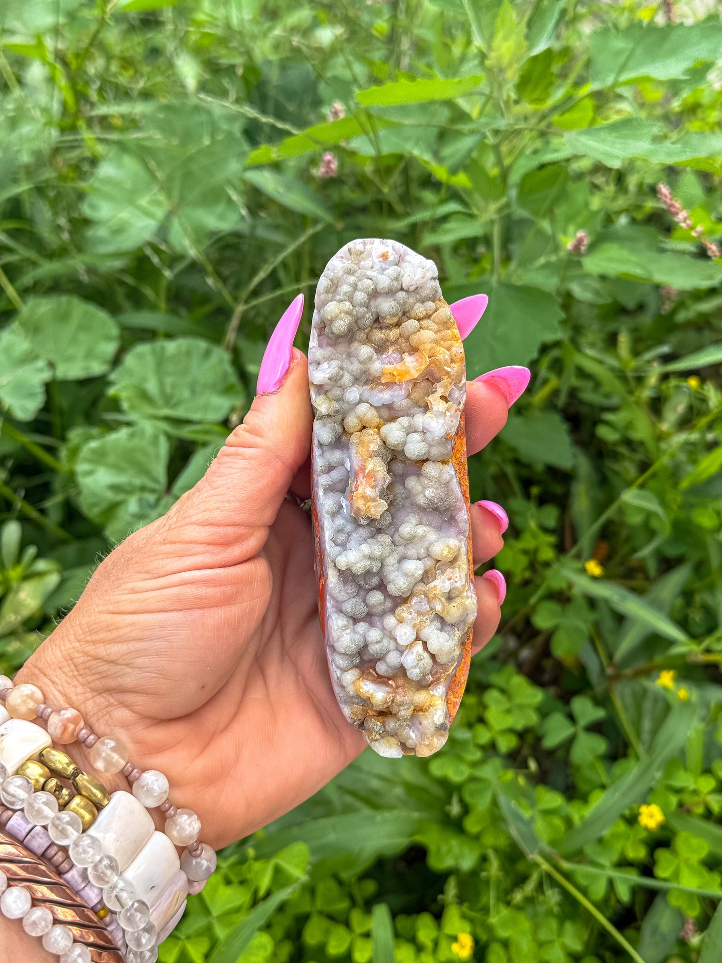 Rare Violet Pink Botryoidal Chalcedony + Bumblebee Jasper