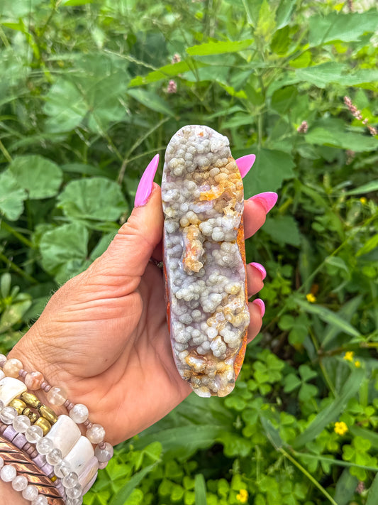 Rare Violet Pink Botryoidal Chalcedony + Bumblebee Jasper