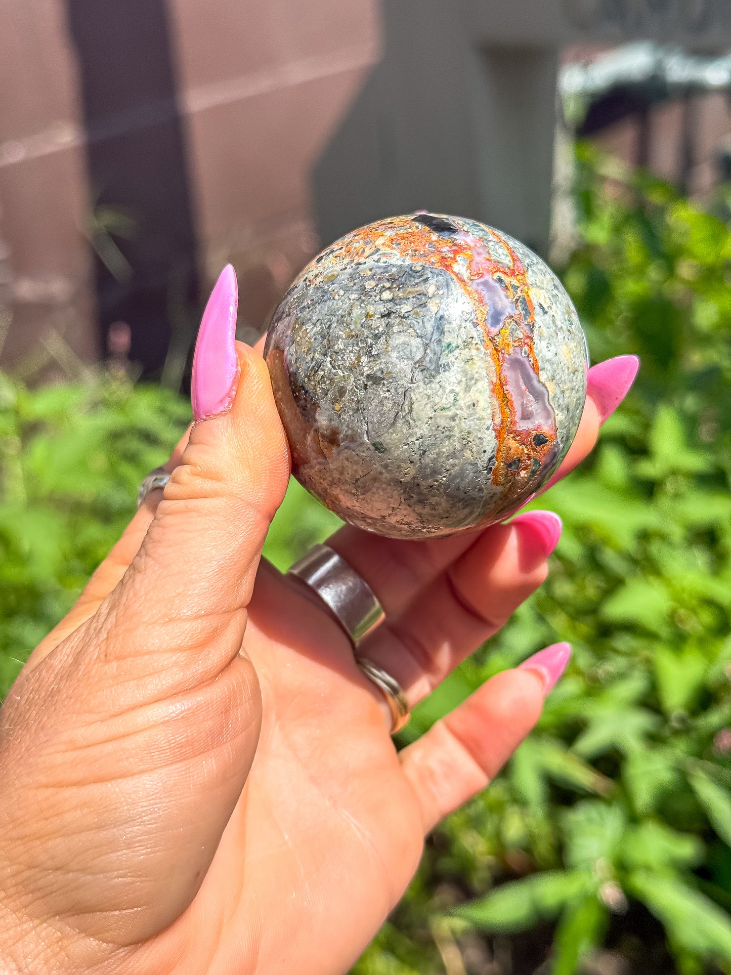 Bumblebee Jasper & Pink Chalcedony Sphere