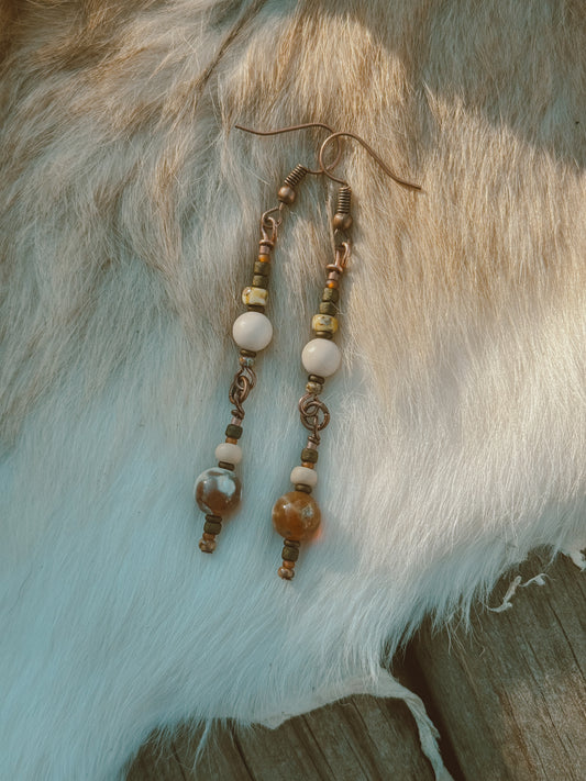 Desert Dreams Earrings // flower agate & fossil jasper