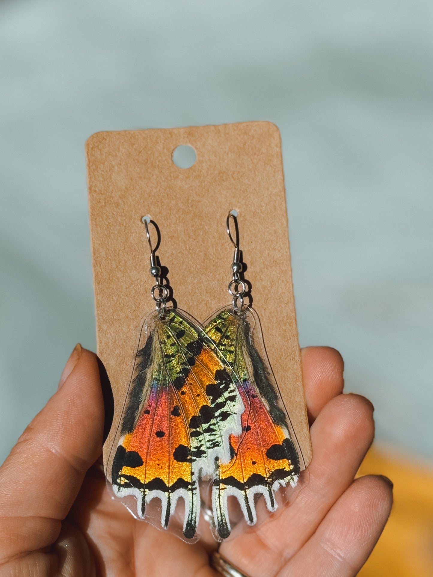 Rainbow Sunset Moth Wing Earrings – Stainless Steel