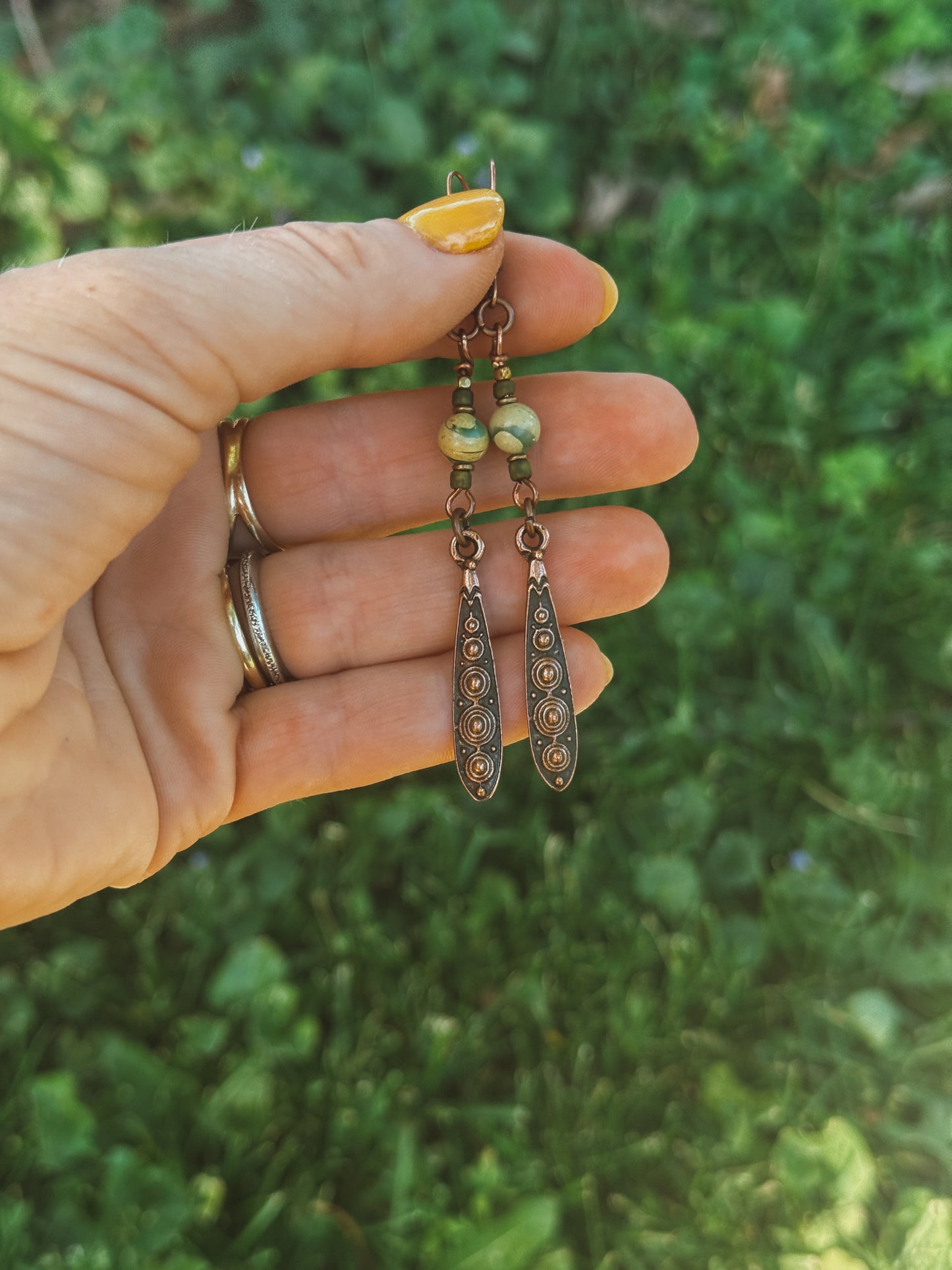 Dragon Jasper Antique Copper earrings