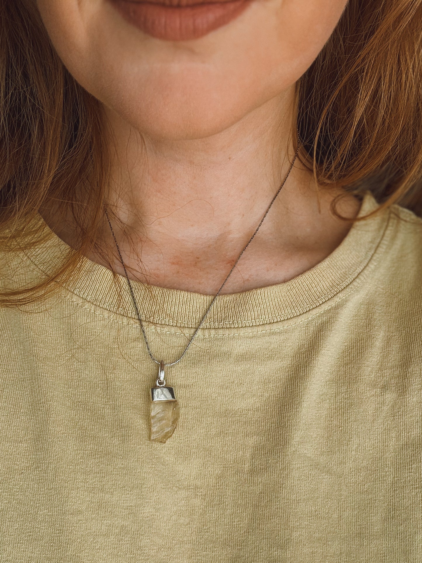 Libyan Golden Tektite Sterling silver pendant