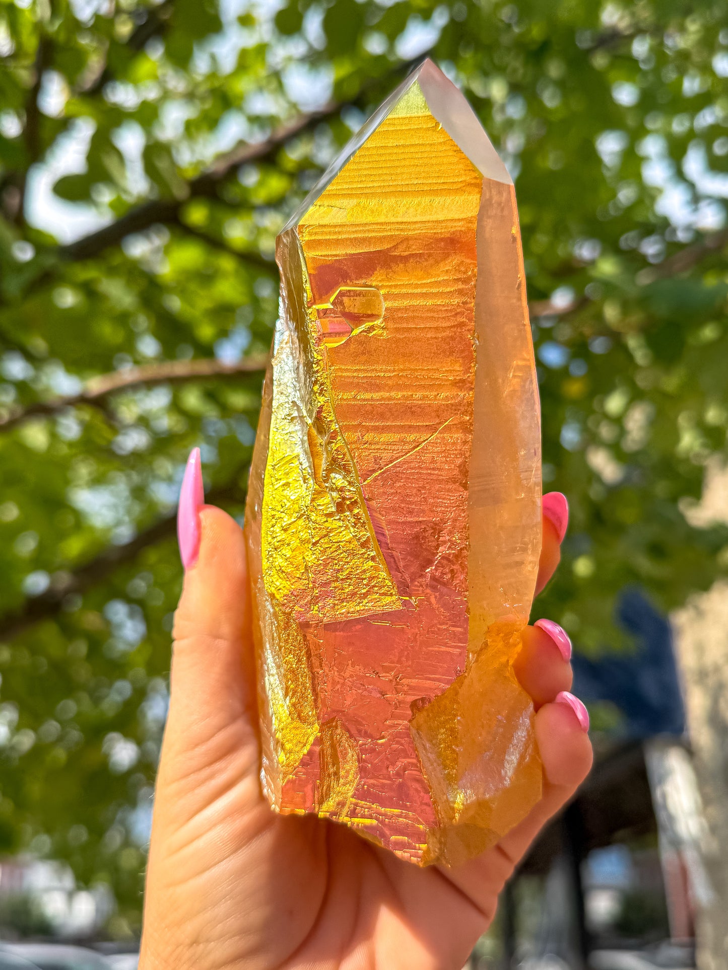 Sunset Aura Lemurian Quartz