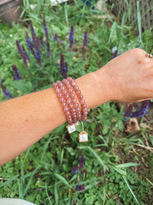Strawberry Quartz Stretch Bracelet – 6mm Beads