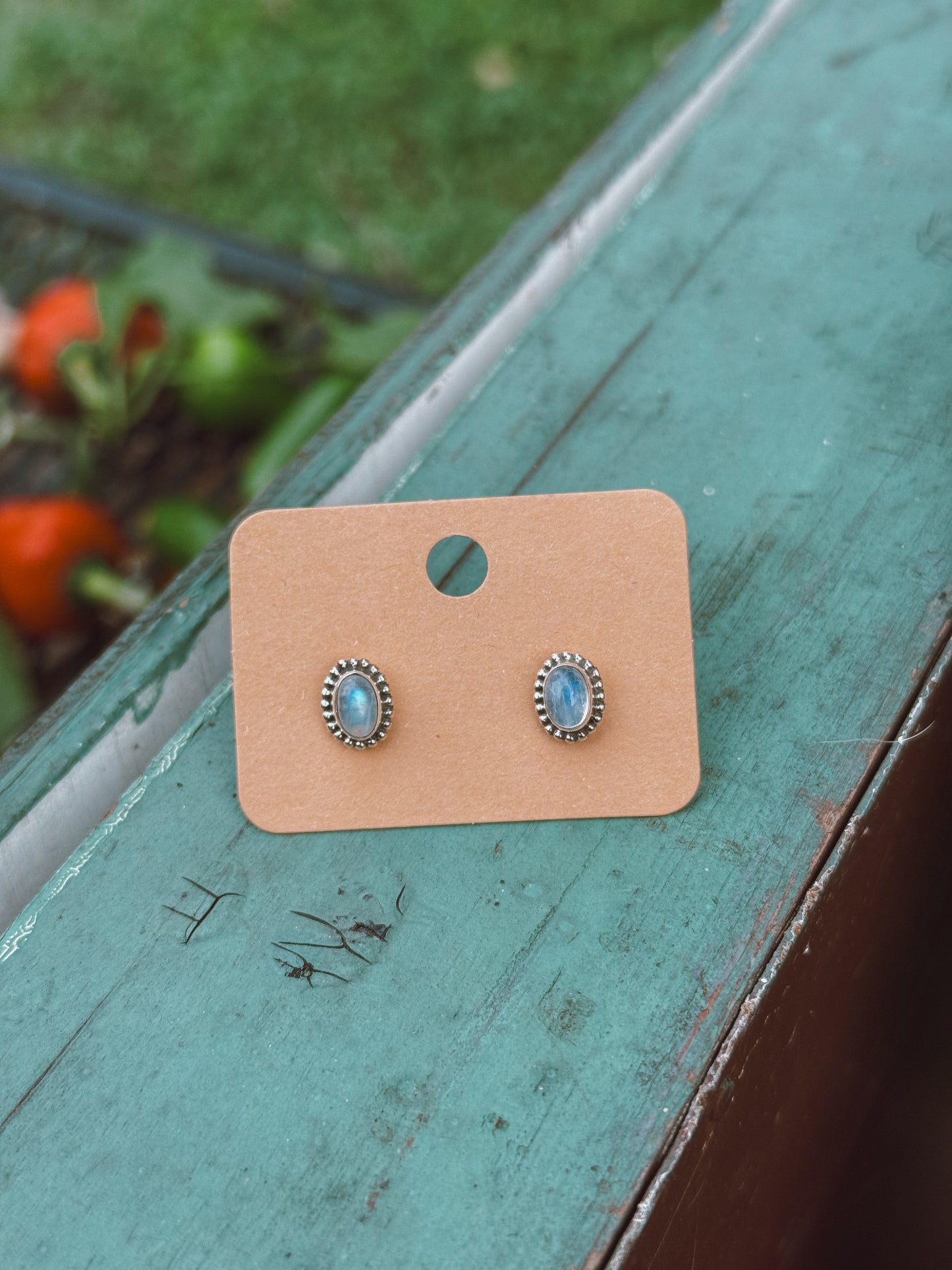 Moonstone sterling silver stud earrings