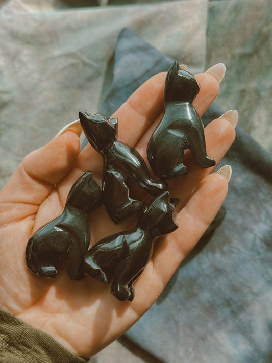 Black Cat Onyx stone carving