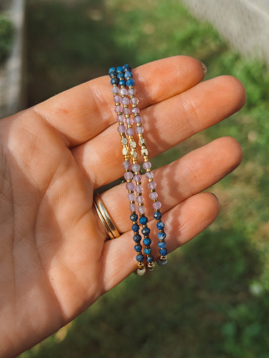 Anxiety Relief Faceted Bracelet – Amethyst Sodalite & Dumortierite Faceted Beads