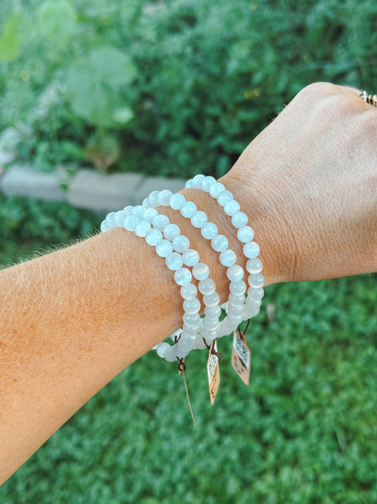 Selenite Stretch Bracelet – 6mm Beads