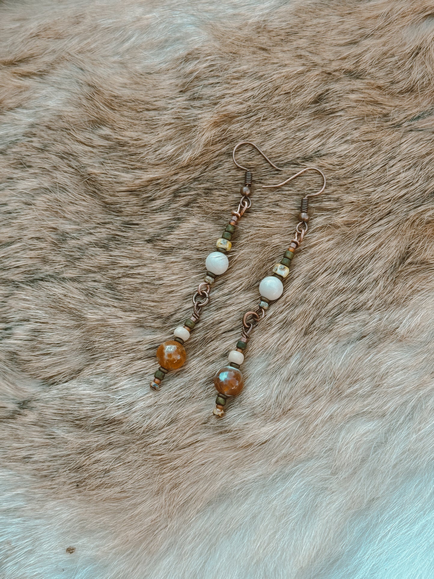 Desert Dreams Earrings // flower agate & fossil jasper
