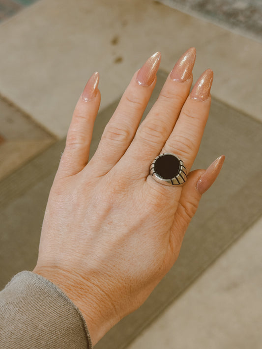 Onyx Sterling silver ring size 8.5