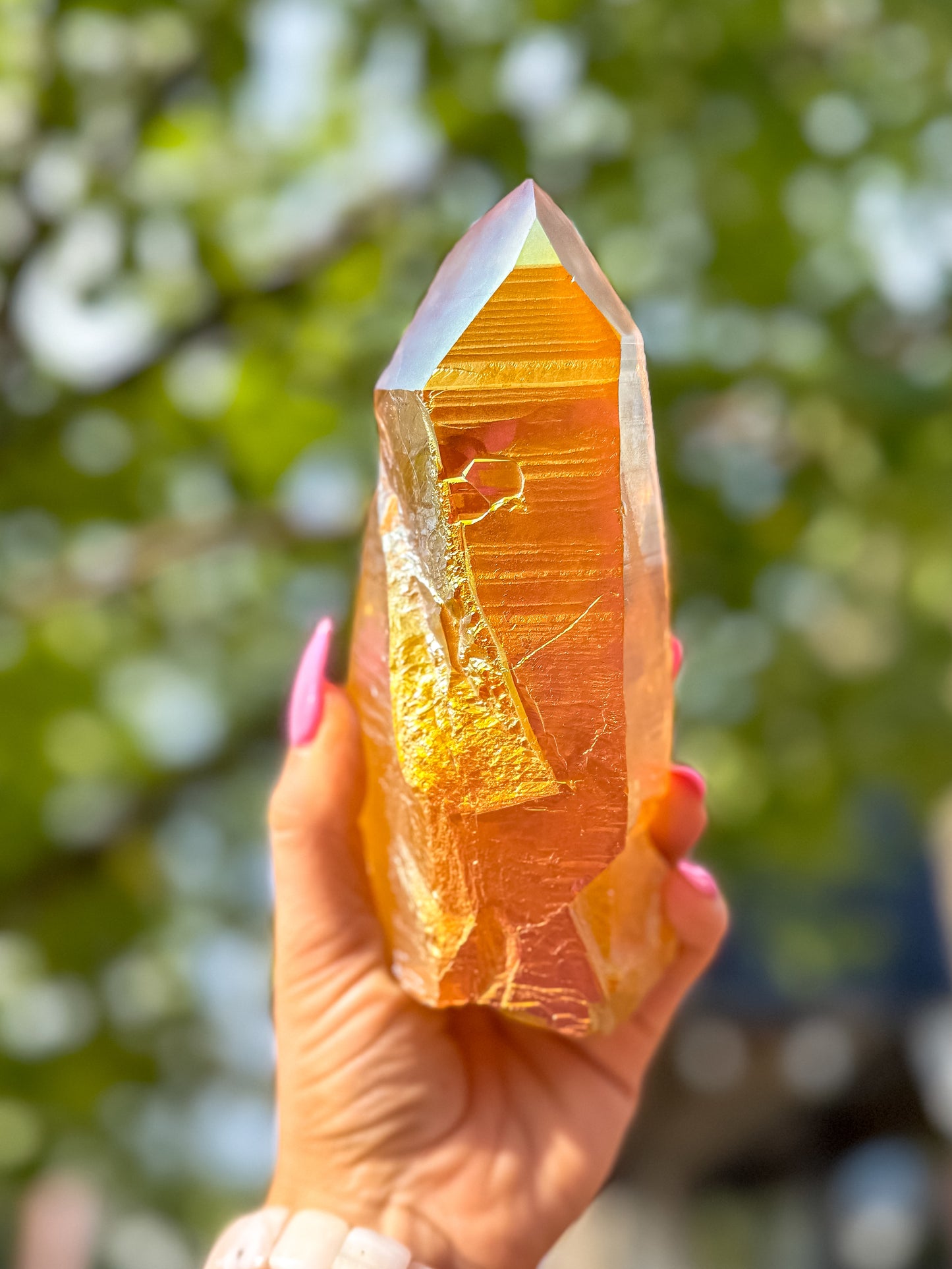 Sunset Aura Lemurian Quartz