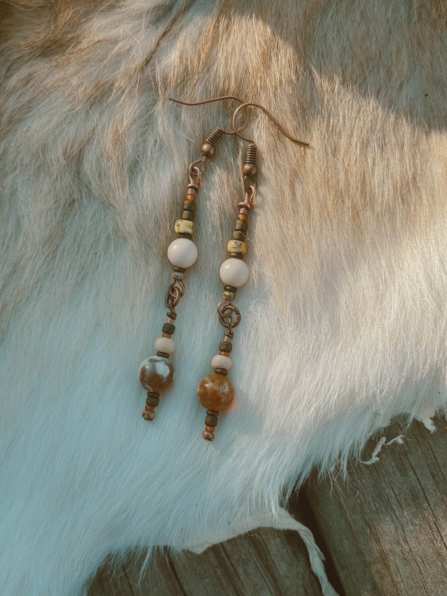 Desert Dreams Earrings // flower agate & fossil jasper