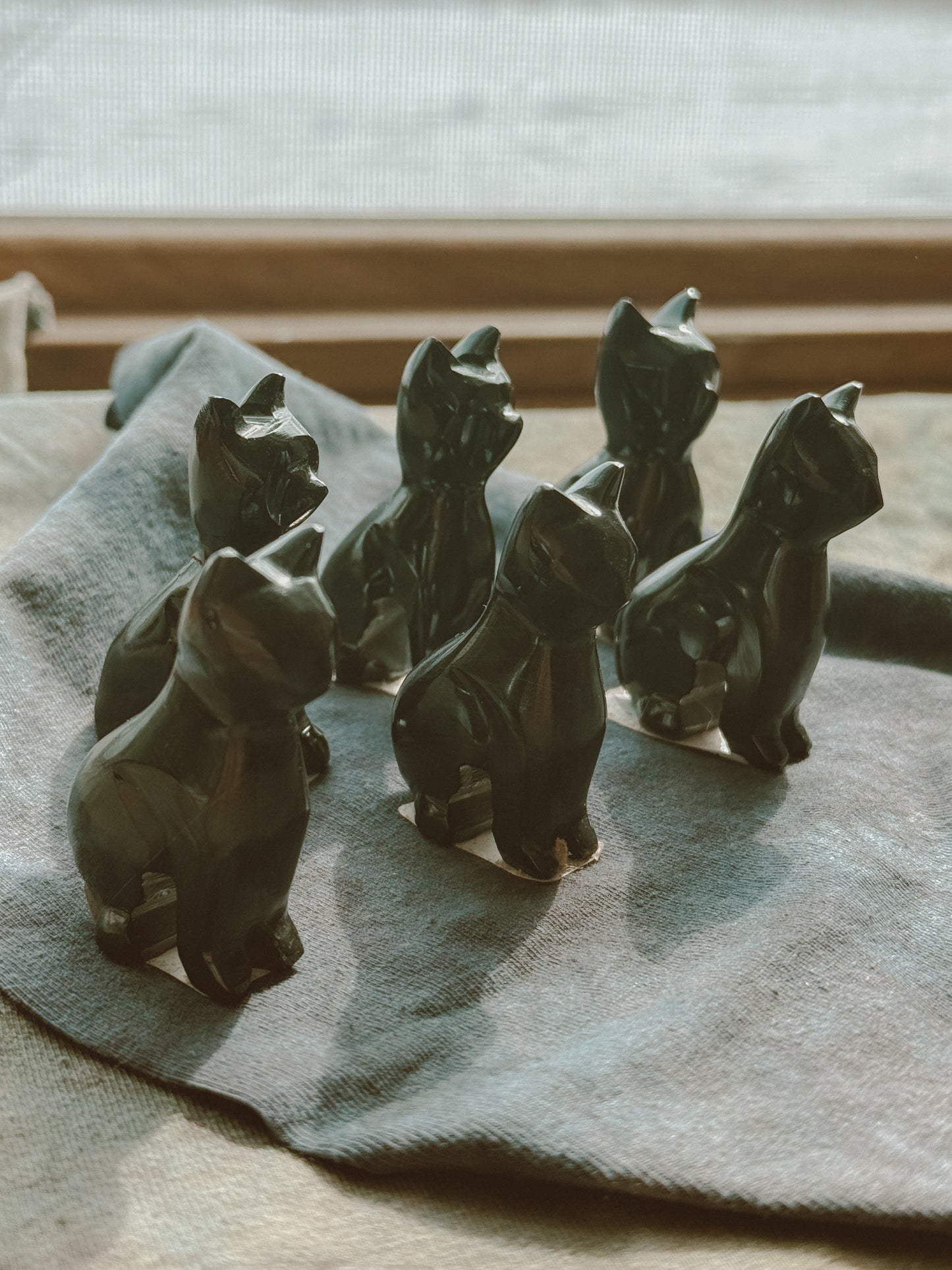 Black Cat Onyx stone carving