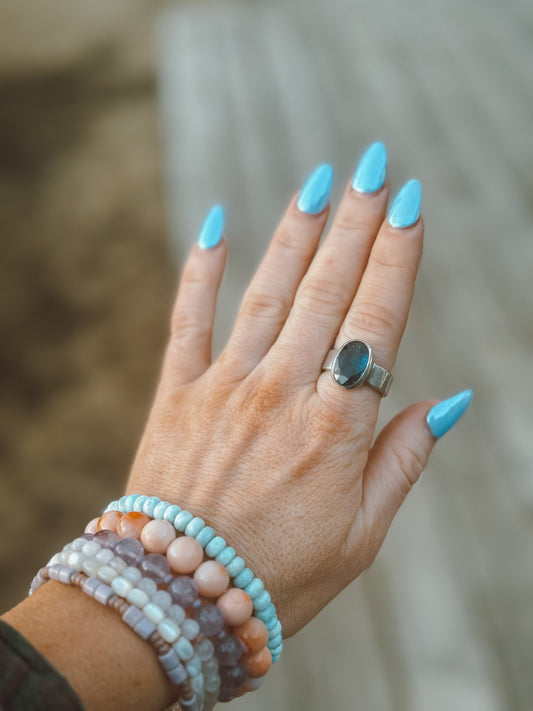Faceted Blue Kyanite Ring