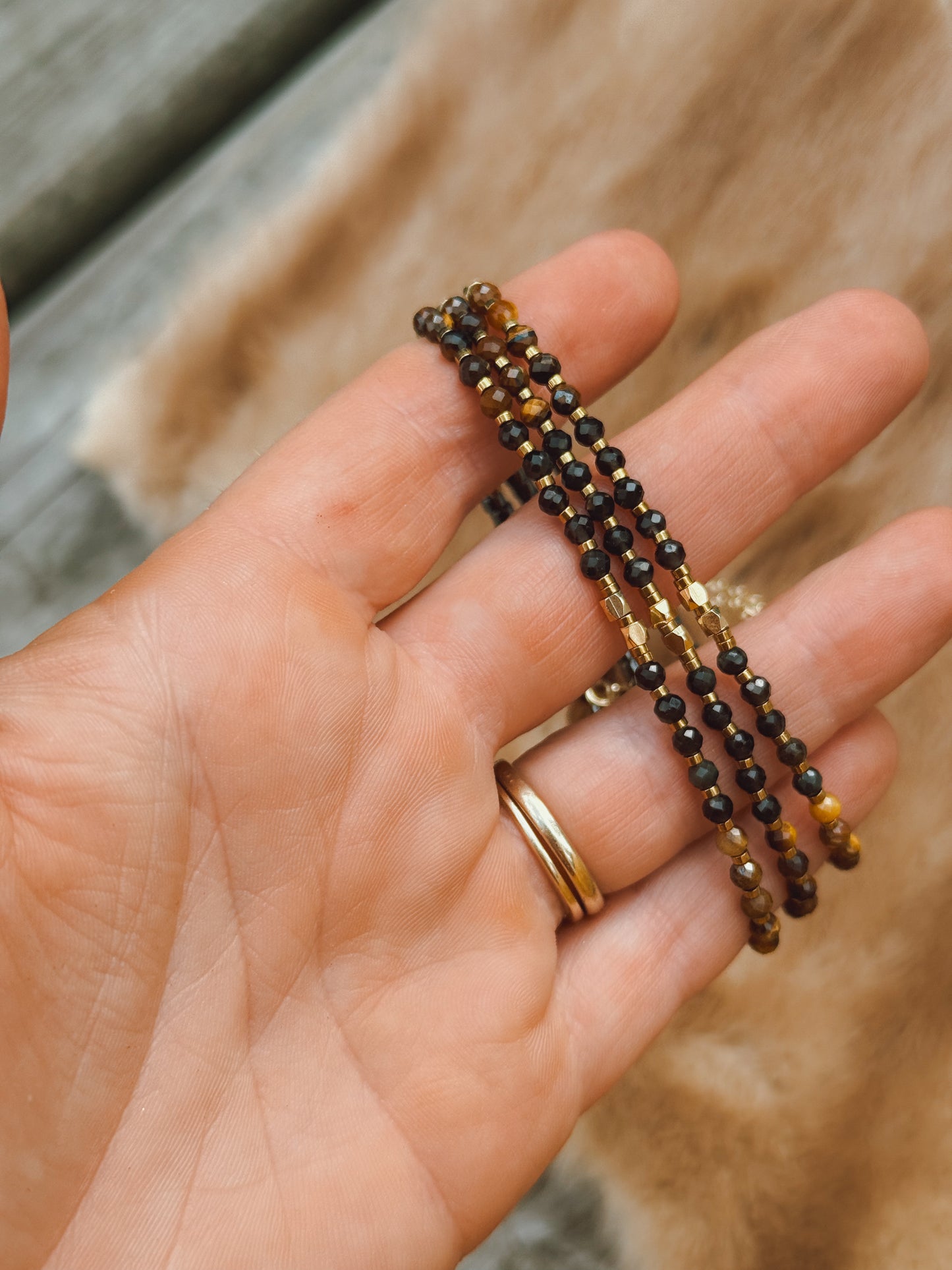 Grounding & Protection Faceted Bracelet – Tiger’s Eye, Terahertz & Hematite Faceted Beads