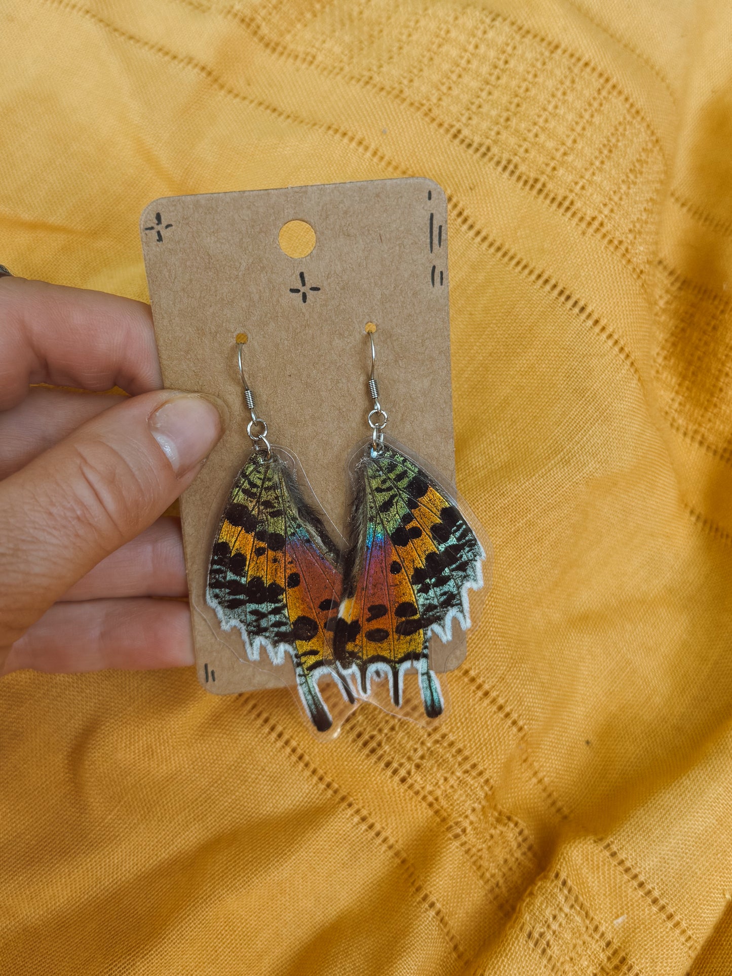 Rainbow Sunset Moth Wing Earrings – Stainless Steel
