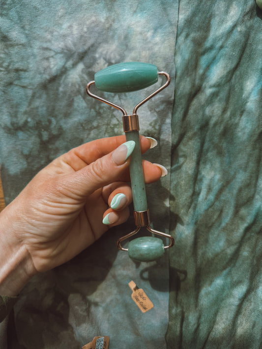 Aventurine stone face roller