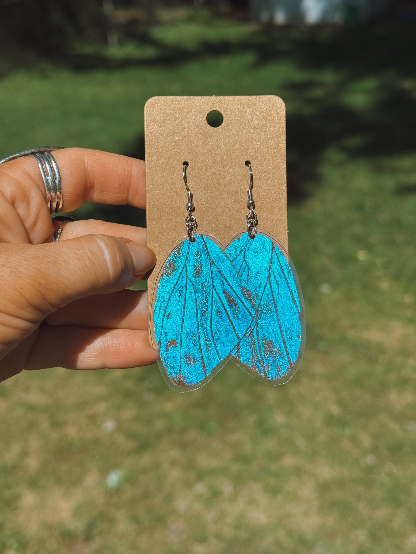 Blue Morpho Butterfly Wing Earrings – Stainless Steel