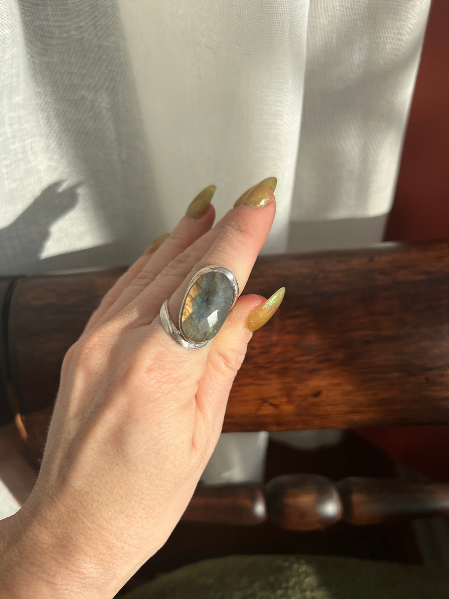 Labradorite Spiral Faceted Ring size 8