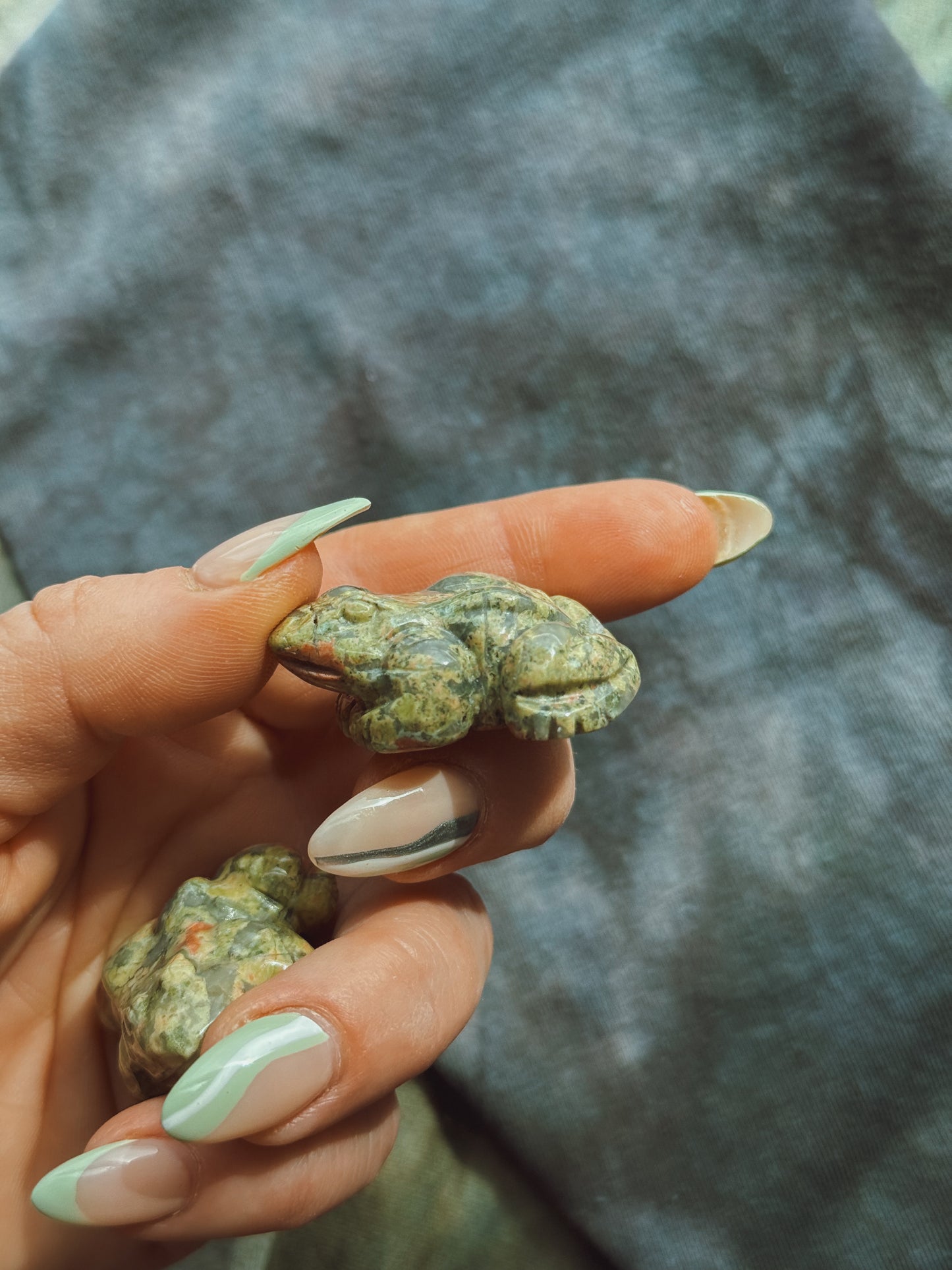 Unakite Frog Stone carving