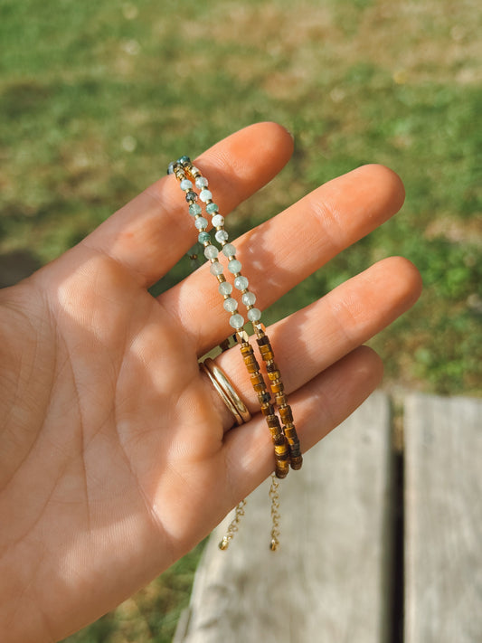Abundance Faceted Bracelet – Tiger’s Eye, Green Aventurine & Moss Agate Faceted Beads