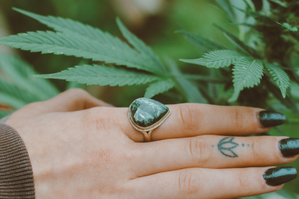 Seraphinite Sterling Silver Ring | Angelic Awakening