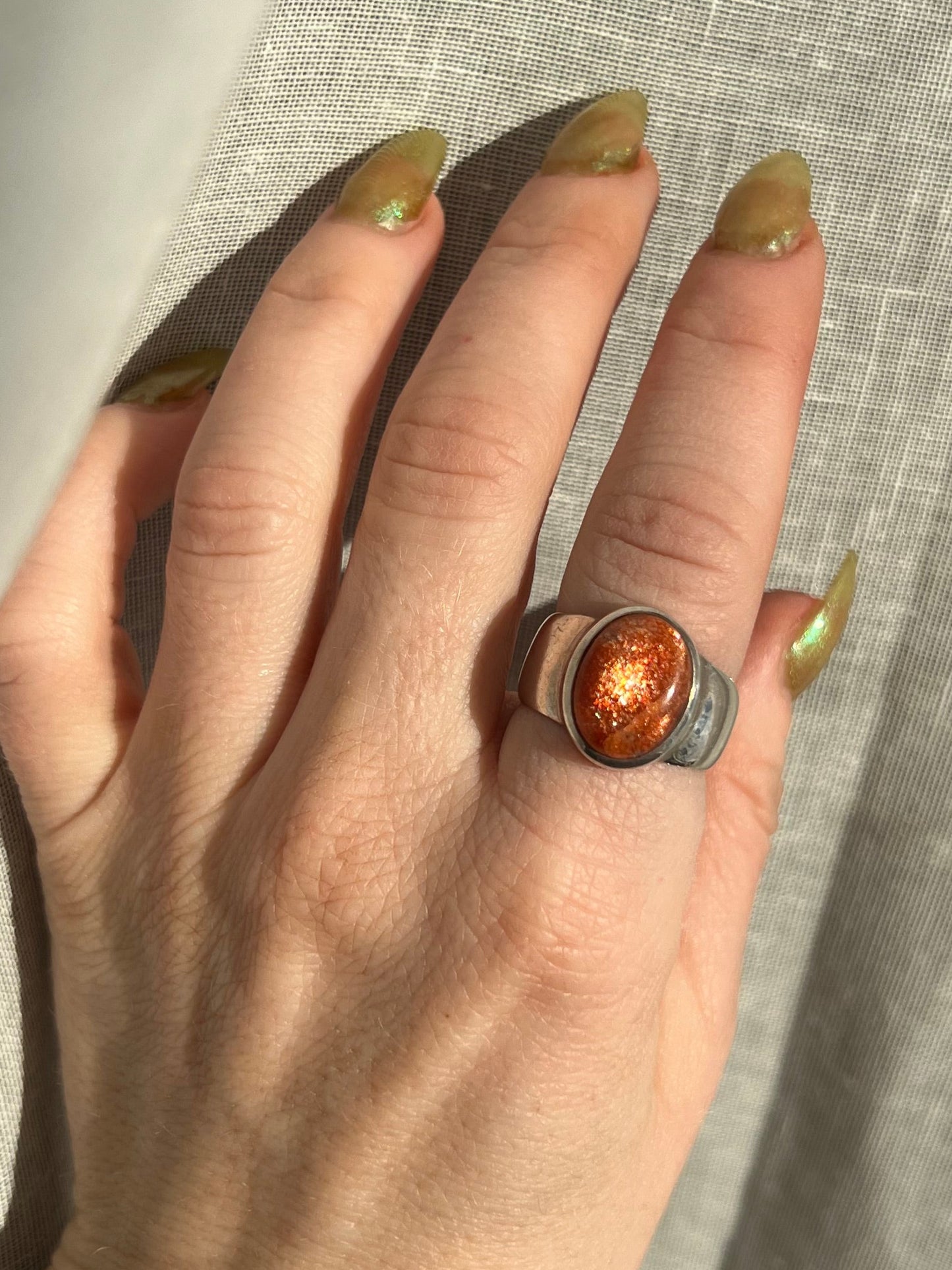 Sunstone Sterling Silver Ring – Size 8