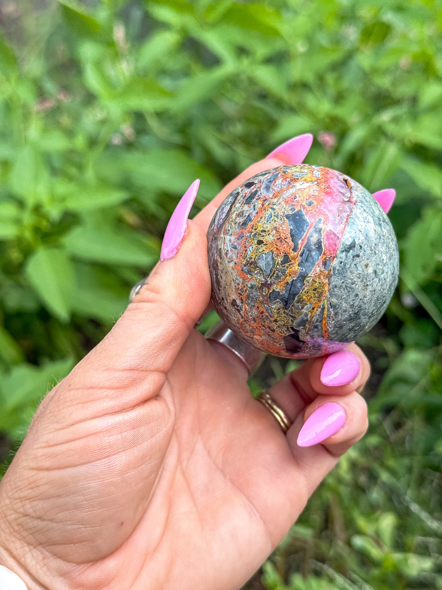 Bumblebee Jasper & Pink Chalcedony Sphere