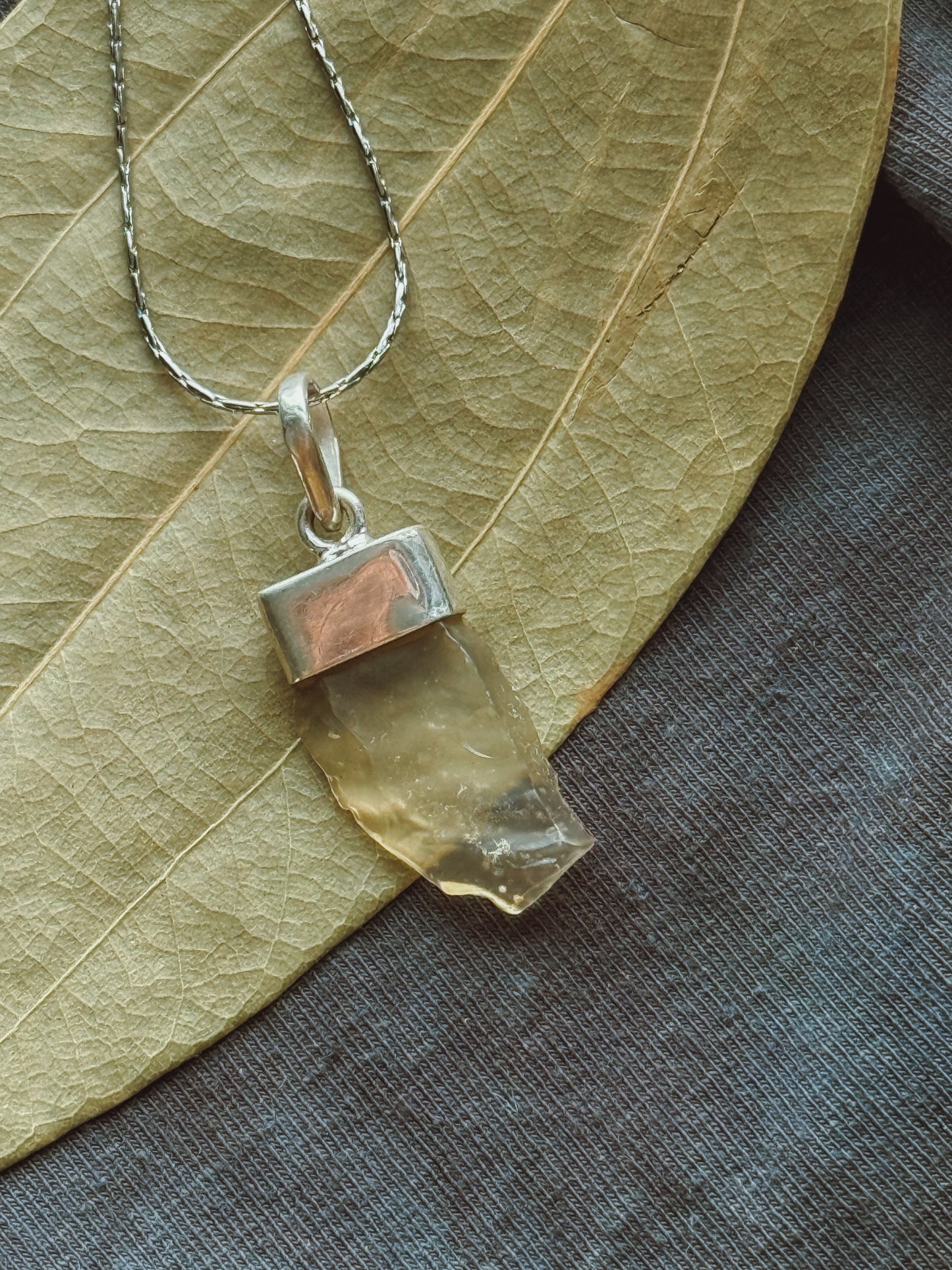 Libyan Golden Tektite Sterling silver pendant