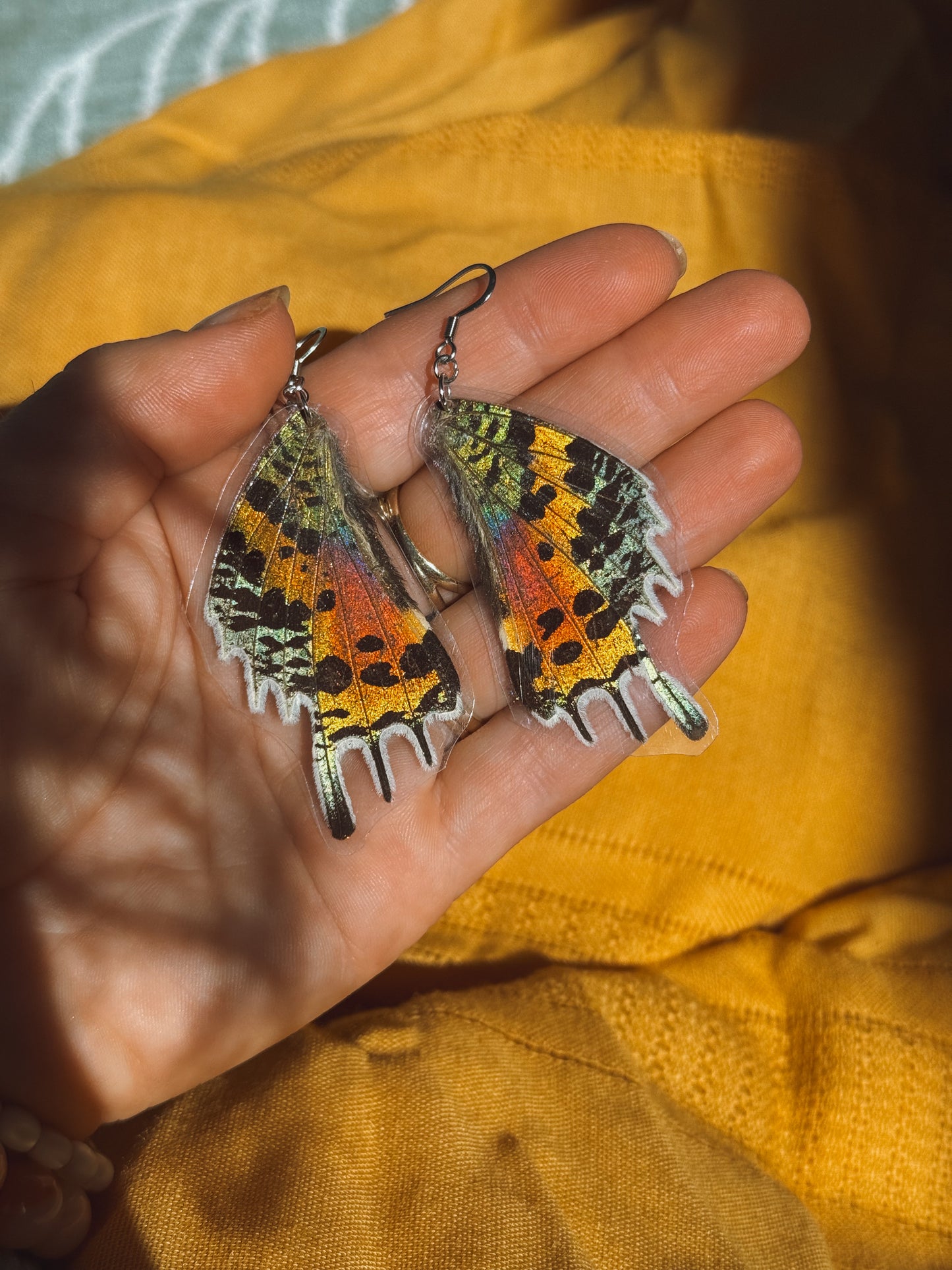 Rainbow Sunset Moth Wing Earrings – Stainless Steel