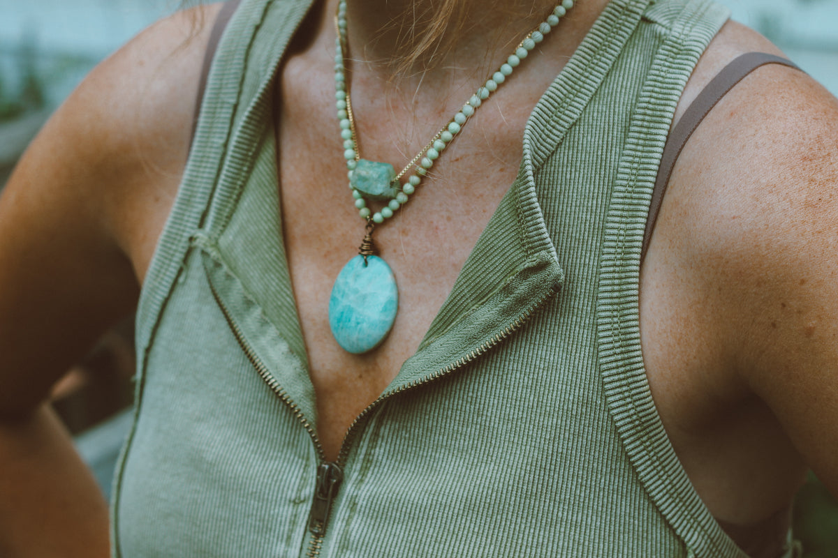 Amazonite & Lemon Chrysoprase Necklace | Whispers of the Heart