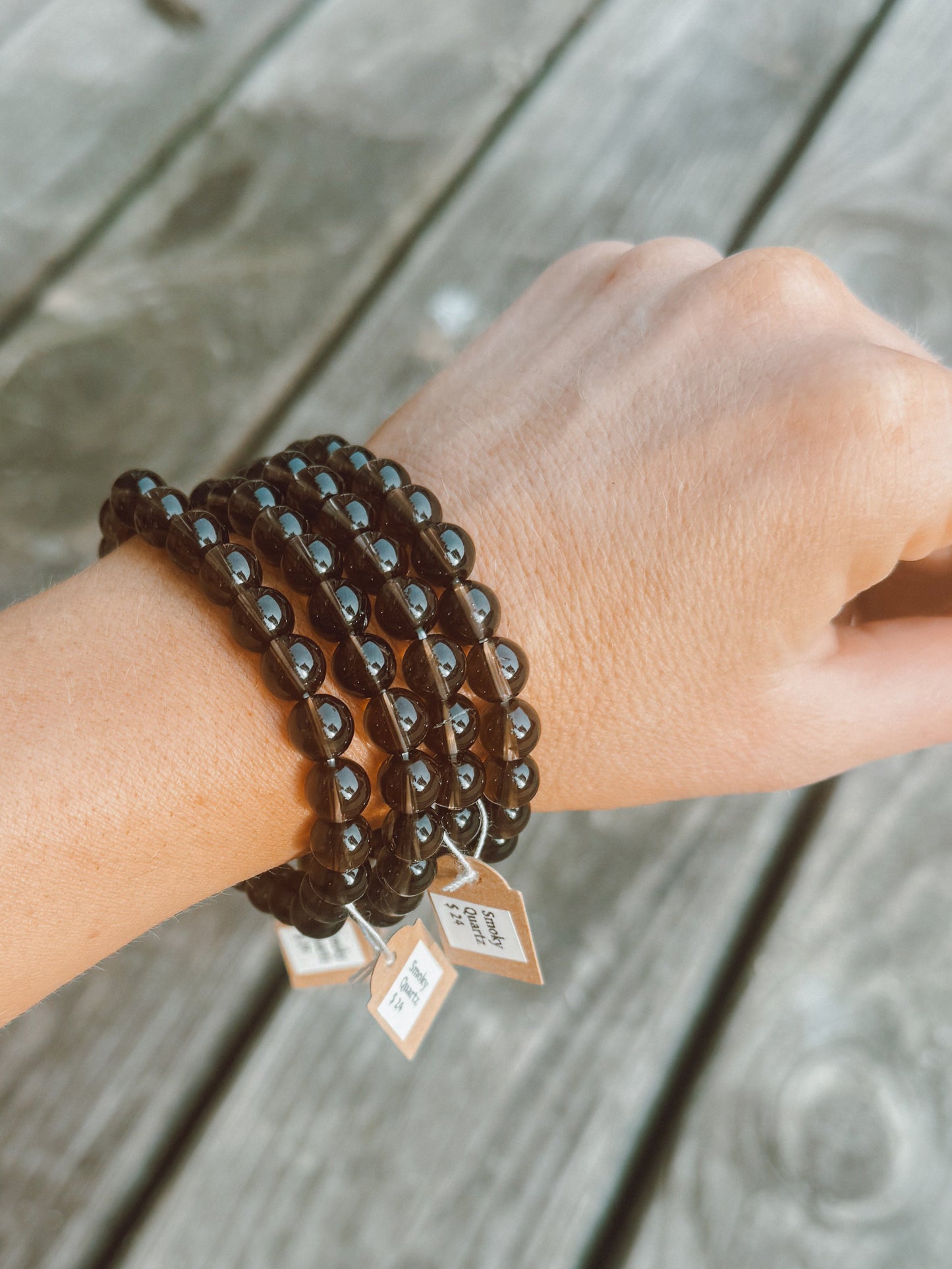 Smoky Quartz Stretch Bracelet – 8mm Beads