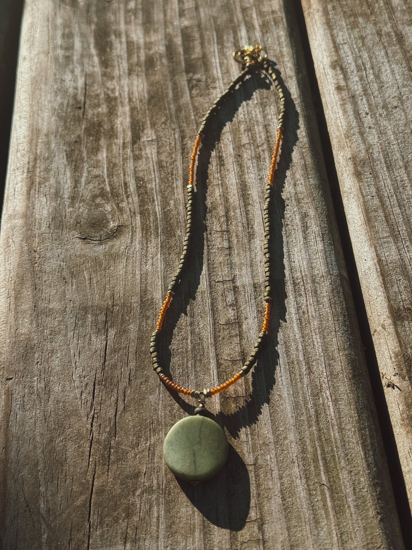 Green Jade & Seed bead Necklace